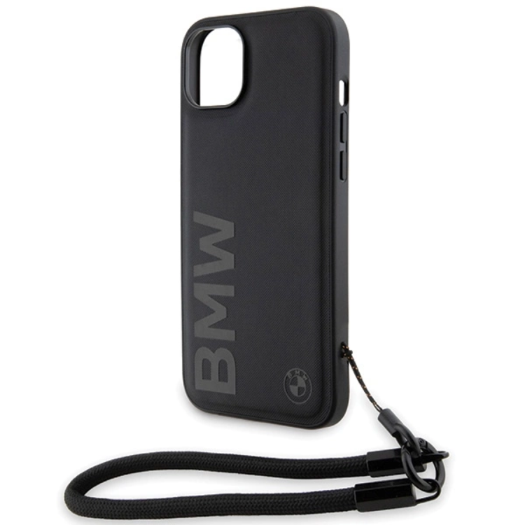 BMW BMW Mobilskal till iPhone 15/14/13 Signature Läder Wordmark Cord