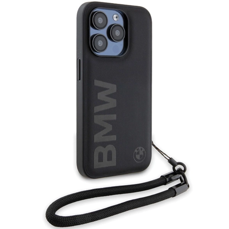 BMW BMW Mobilskal till iPhone 15 Pro Signature Läder Wordmark Cord