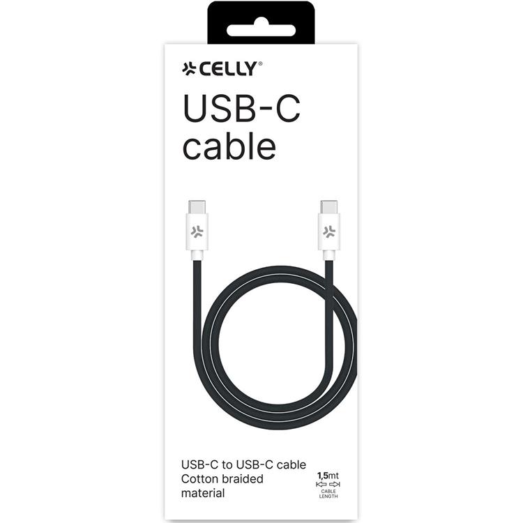 Celly CELLY USB-C till USB-C kabel 60W 1.5m - Svart