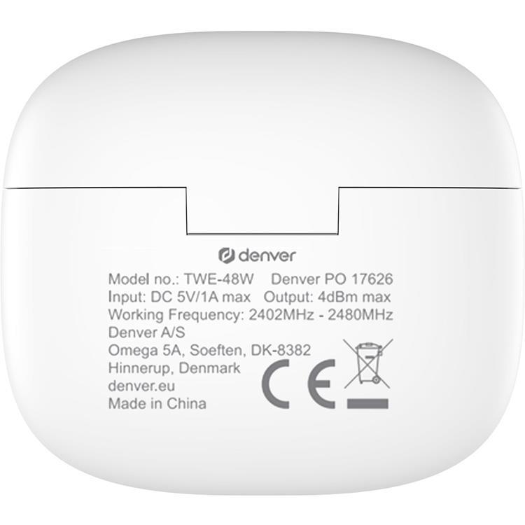 Denver DENVER TWE-48W Trådlös Bluetooth Hörlur med Laddetui