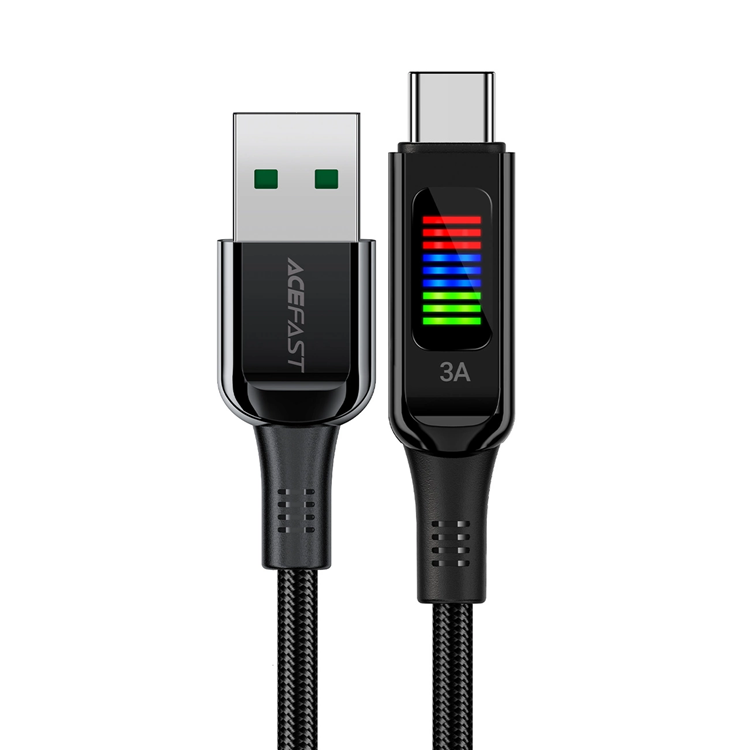 Acefast Acefast USB-C till USB-A kabel 60W 1.2m med Display - Svart