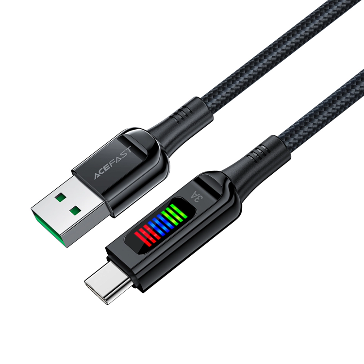 Acefast Acefast USB-C till USB-A kabel 60W 1.2m med Display - Svart