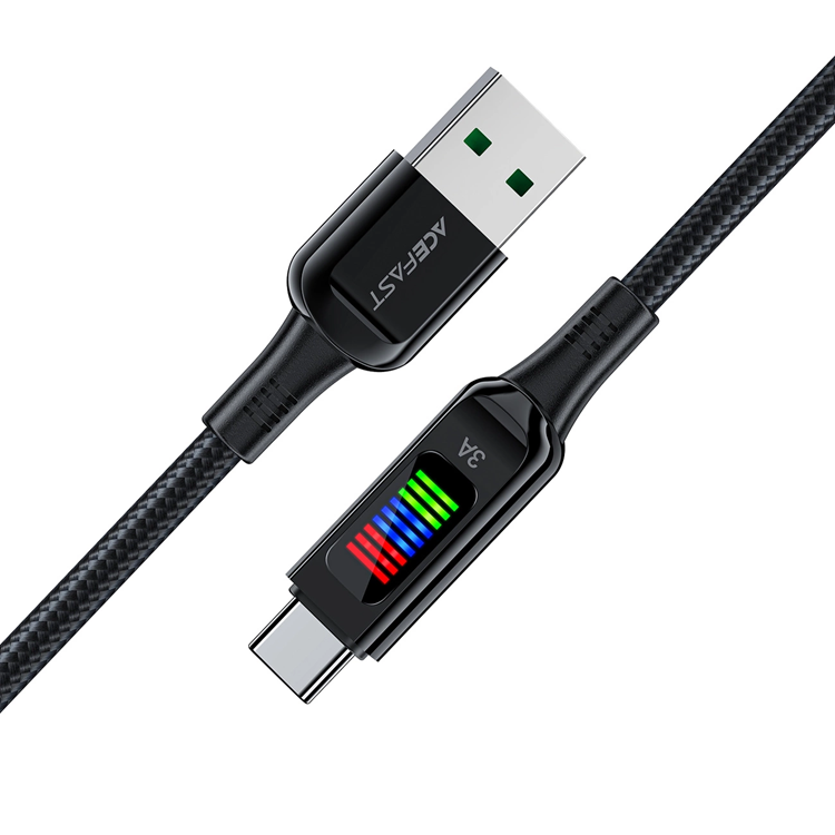 Acefast Acefast USB-C till USB-A kabel 60W 1.2m med Display - Svart