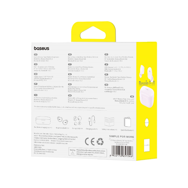 BASEUS Baseus Bowie E18 TWS Trådlösa Hörlurar ENC IPX4 - Lila