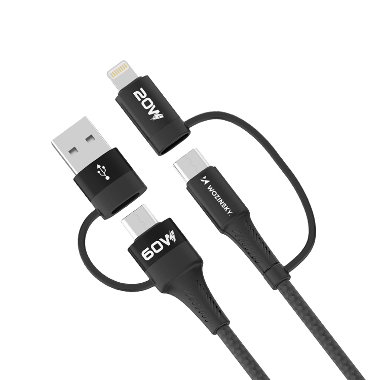 Wozinsky Wozinsky 4in1 2x USB-C/USB-A/Lightning 60W 1m