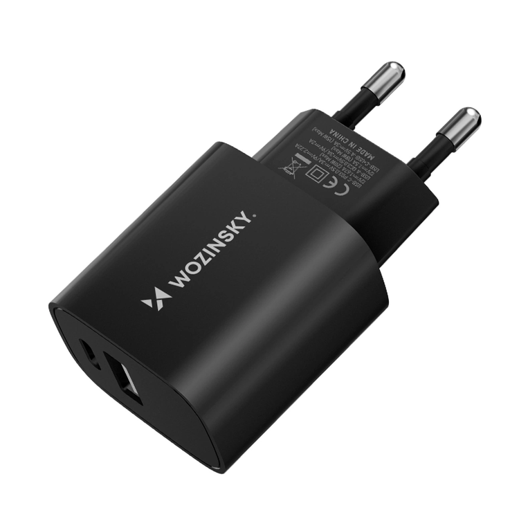 Wozinsky Wozinsky USB-A USB-C 20W Väggladdare - Svart