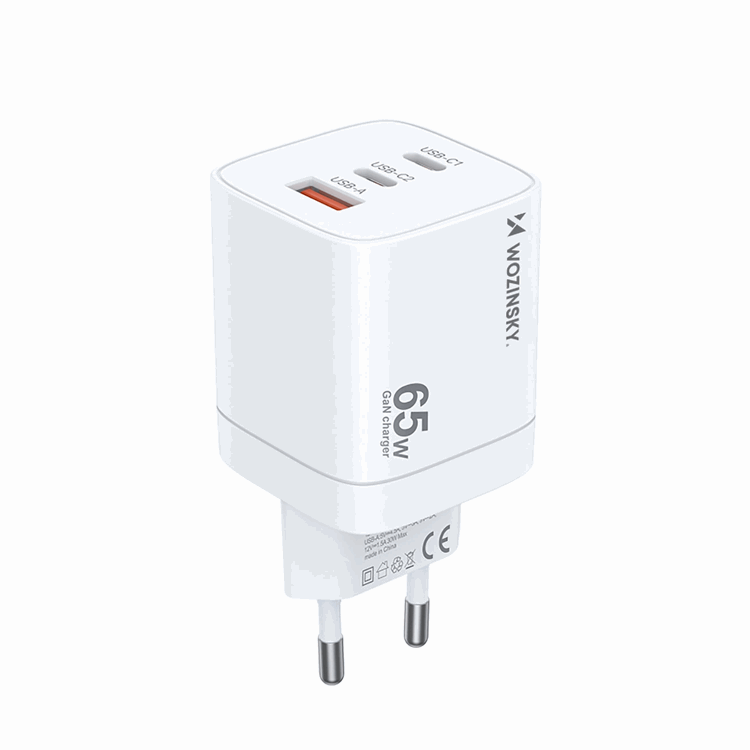 Wozinsky Wozinsky Väggladdare CGWCW 65W USB-A/2 x USB-C GaN - Vit