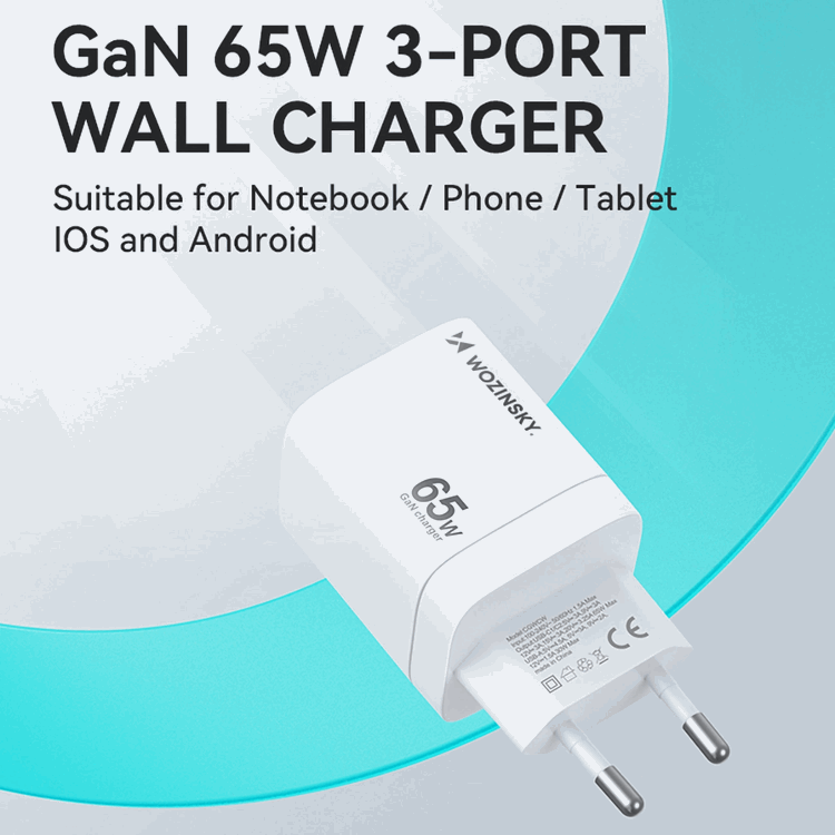 Wozinsky Wozinsky Väggladdare CGWCW 65W USB-A/2 x USB-C GaN - Vit