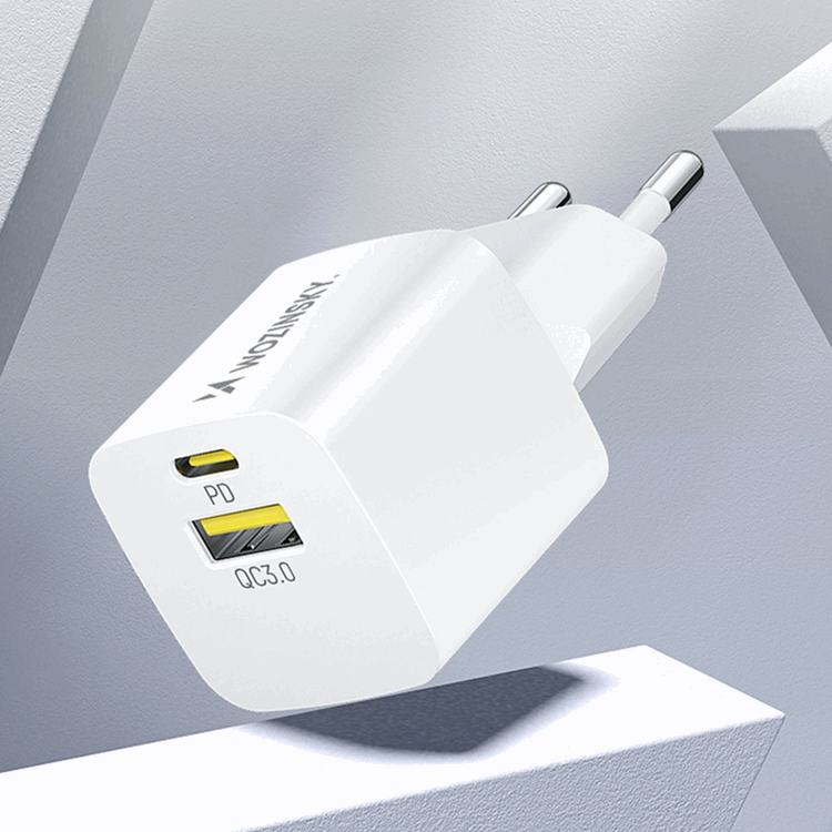 Wozinsky Wozinsky Väggladdare GaN USB-A/USB-C 33W - Vit