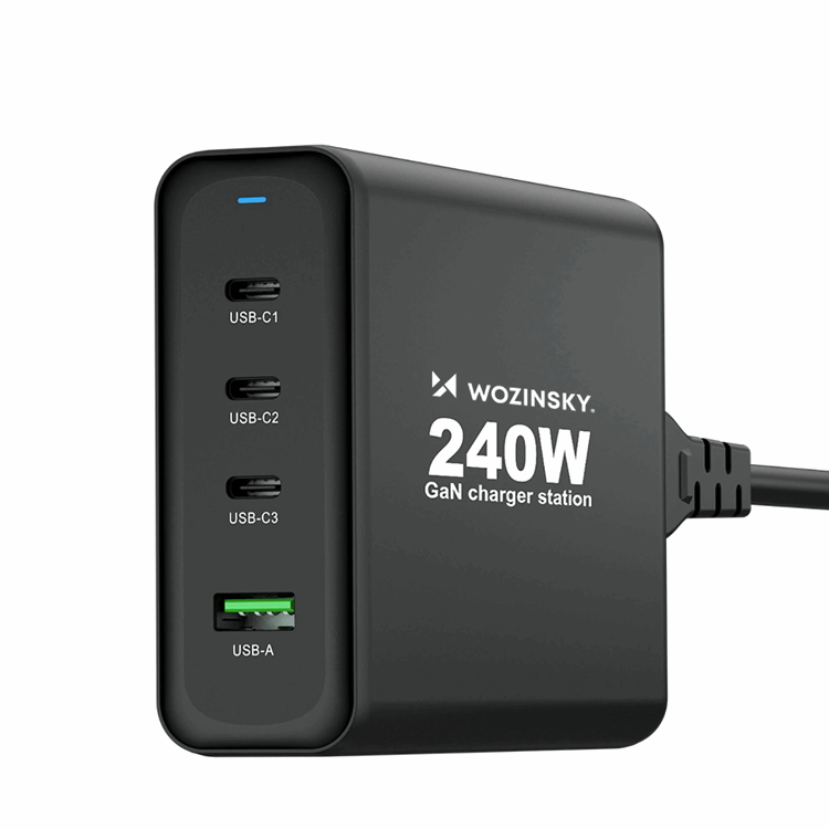 Wozinsky Wozinsky Väggladdare USB-A/3 x USB-C 240W GaN - Svart