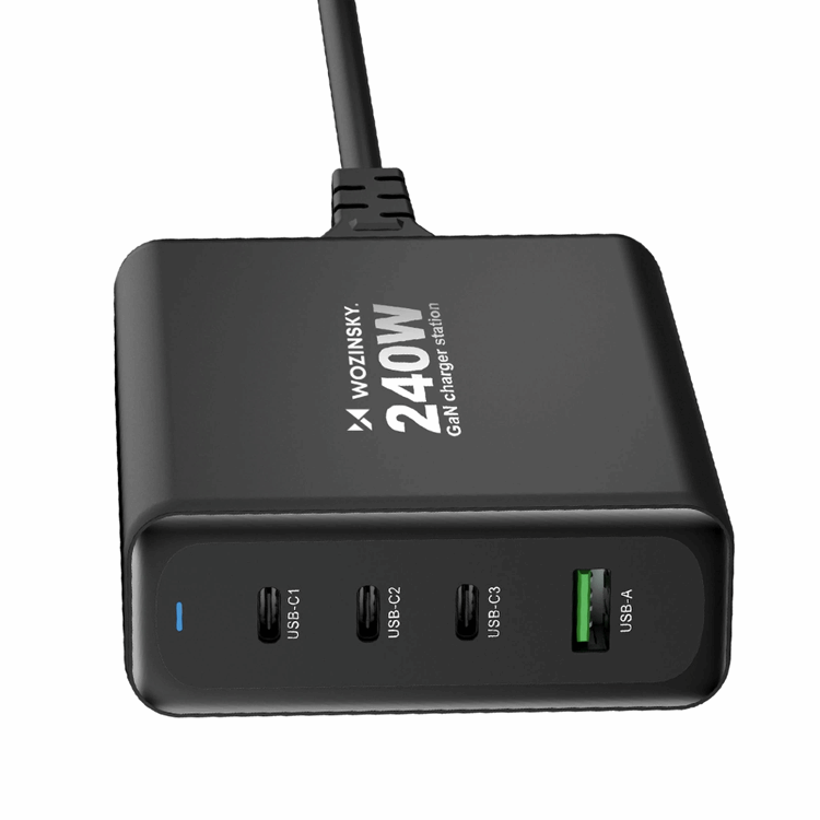 Wozinsky Wozinsky Väggladdare USB-A/3 x USB-C 240W GaN - Svart