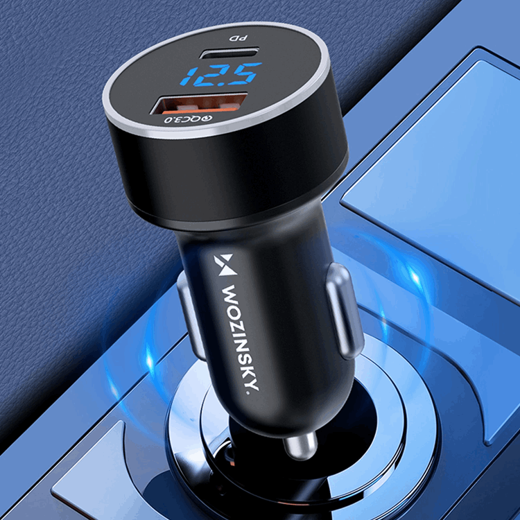 Wozinsky Wozinsky Billaddare USB-C USB-A 36W - Svart