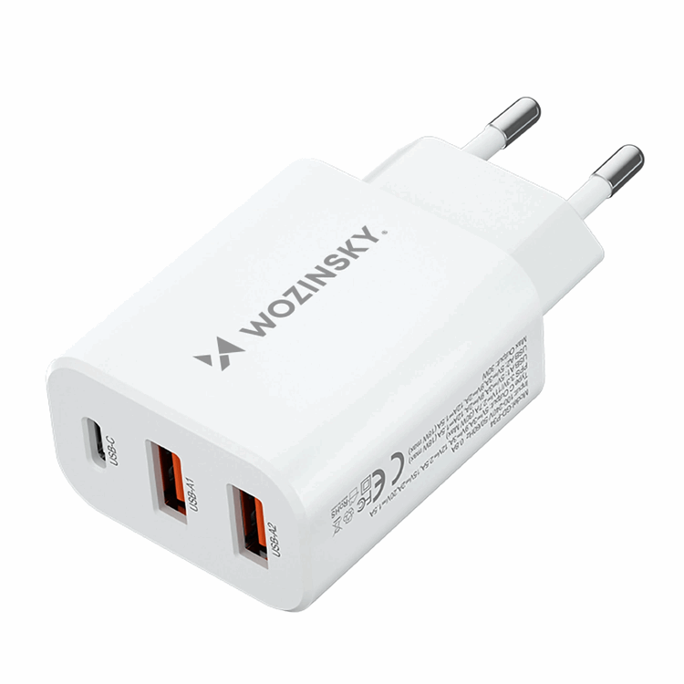 Wozinsky Wozinsky Väggladdare 30W USB-C/2 x USB-A - Vit