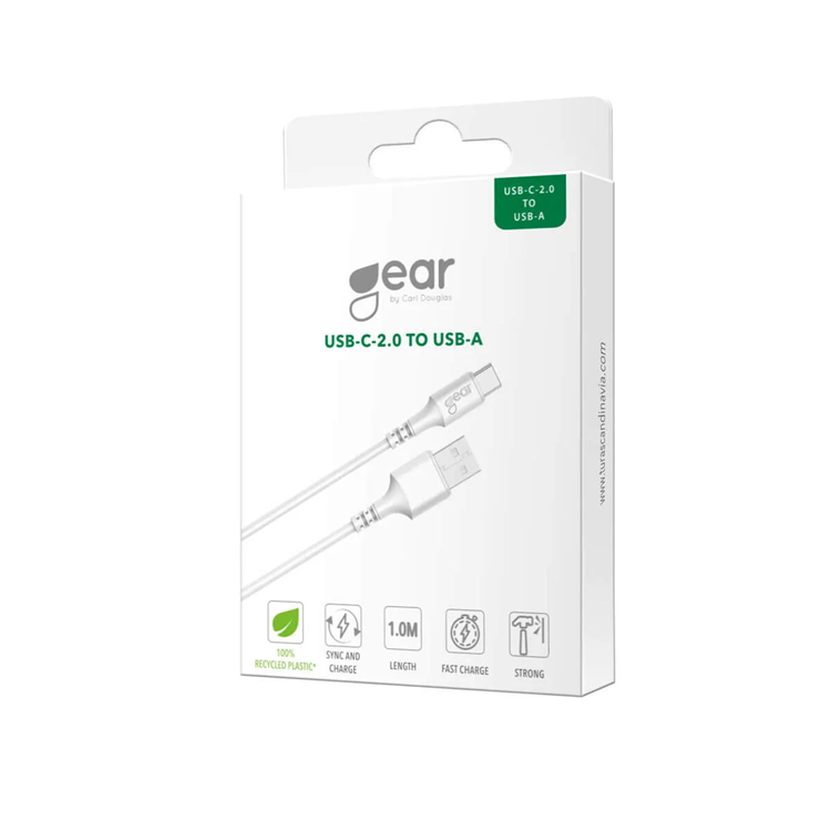 GEAR GEAR USB-C till USB-A kabel 2.0 1m - Vit