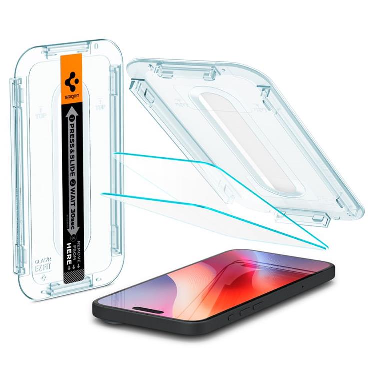 Spigen [2-Pack] Spigen iPhone 16/15 Härdat Glas Skärmskydd 'EZ' Fit