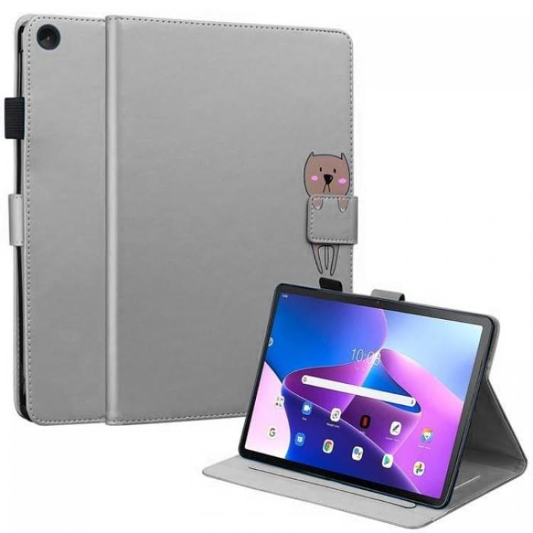 A-One Brand Lenovo Tab M10 GEN 3 Fodral Kortplatser PU-läder - Grå