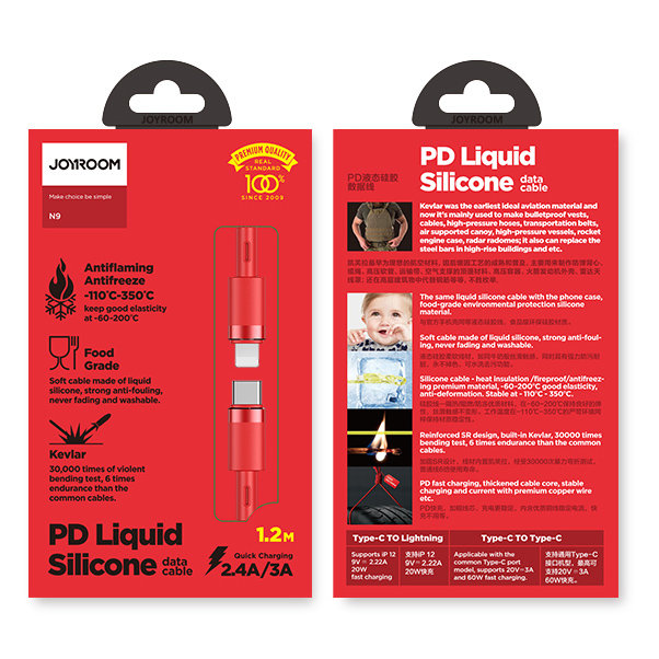 Joyroom Joyroom USB-C - Lightning Kabel PD 20W 1.2m - Röd