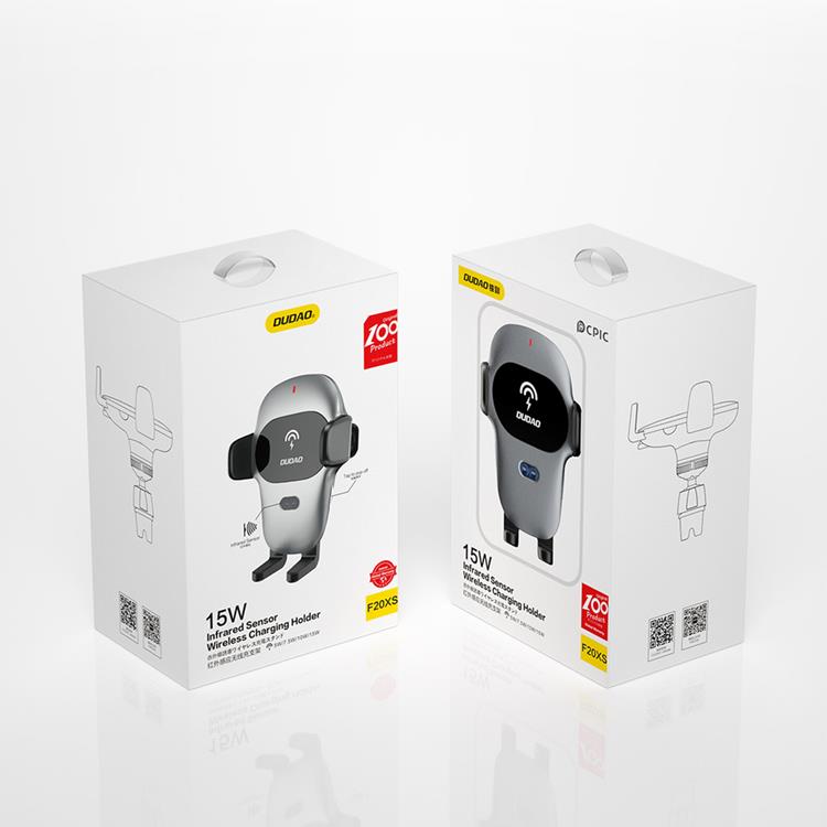 Dudao Dudao Bilhållare Med Inbyggd Qi Trådlös Laddare 15W - Grå