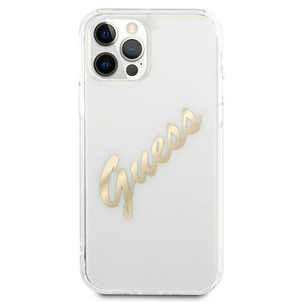 Guess Guess Vintage Script Gold Skal iPhone 12 Pro Max - Transparent