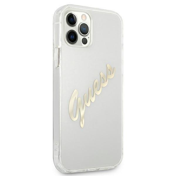 Guess Guess Vintage Script Gold Skal iPhone 12 Pro Max - Transparent
