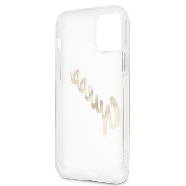 Guess Guess Vintage Script Gold Skal iPhone 12 / 12 Pro - Transparent