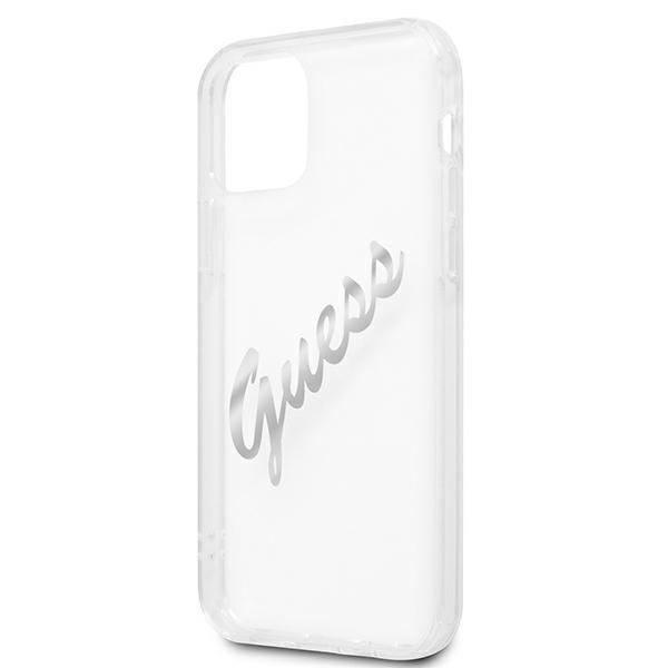 Guess Guess Vintage Script Silver Skal iPhone 12 / 12 Pro - Transparent