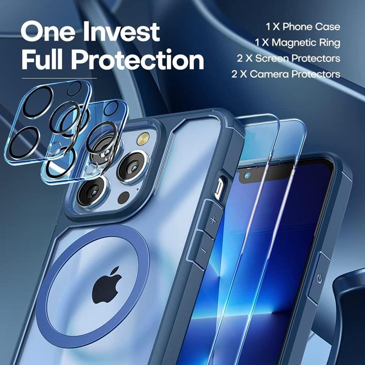 Boom of Sweden [6in1] Boom iPhone 13 Pro Skal - Kameralinsskydd - Härdat Glas - MagSafe Ring