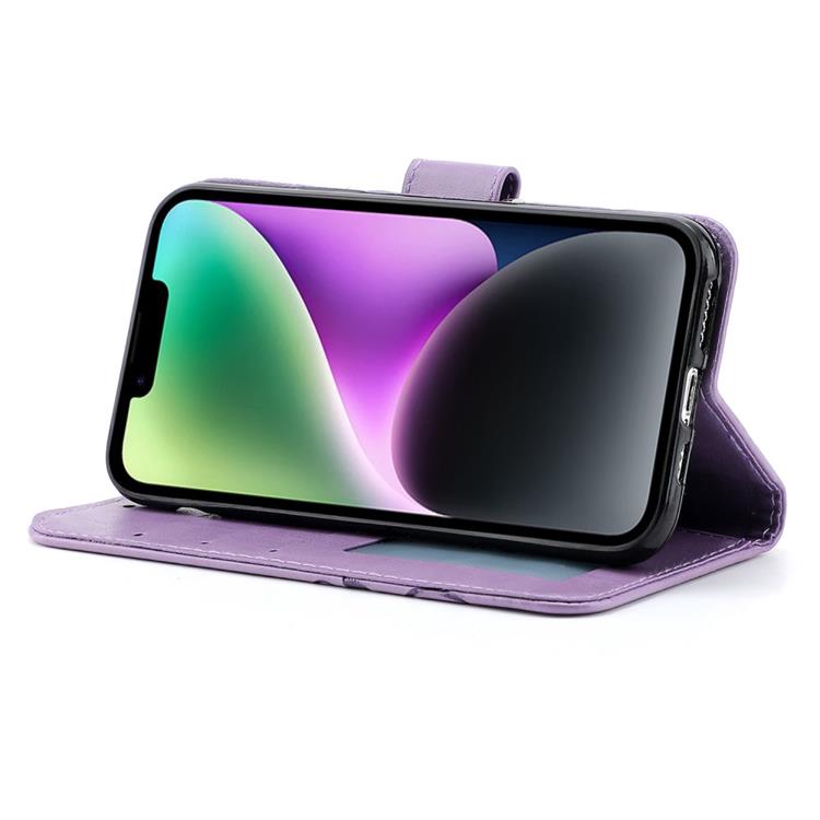 OEM iPhone 14 Plus Plånboksfodral Imprinted Roses - Lila