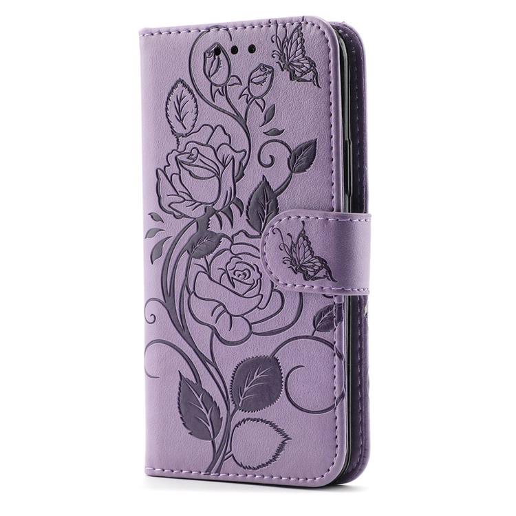 OEM iPhone 14 Plus Plånboksfodral Imprinted Roses - Lila
