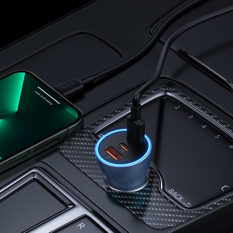 BASEUS Baseus Golden Contactor Pro USB-A Billaddare + 2x USB-C 65W - Svart