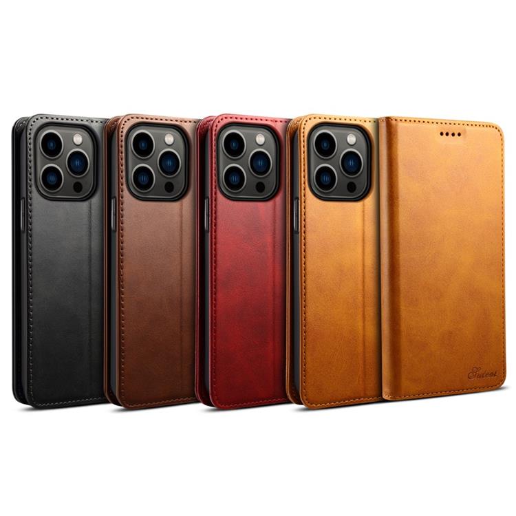 SUTENI SUTENI iPhone 14 Pro Plånboksfodral Magnetic Kickstand - Röd