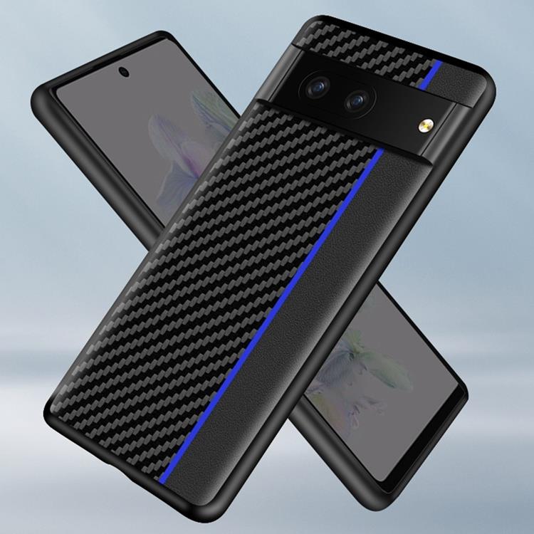 OEM Google Pixel 7 Skal Carbon Fiber PU-Läder - Svart/Röd