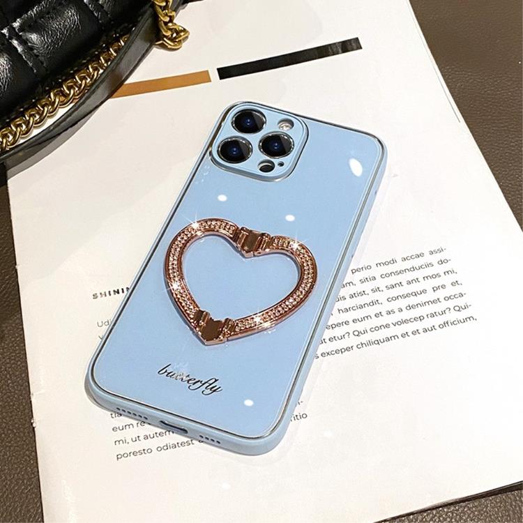 OEM iPhone 14 Pro Skal Heart Kickstand - Blå