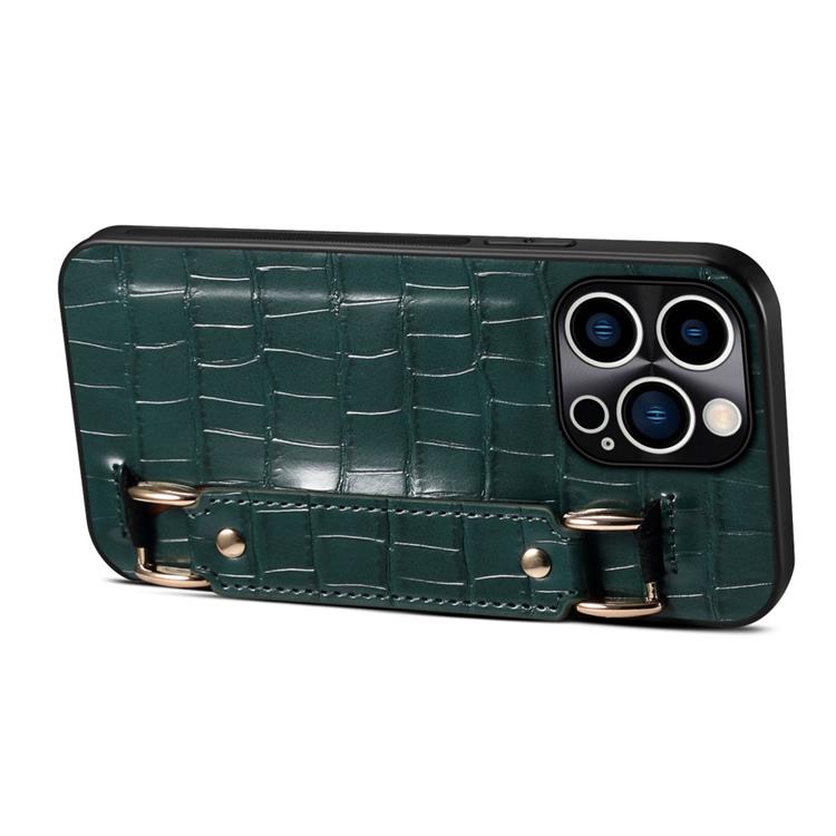OEM iPhone 14 Pro Skal Korthållare Crocodile - Grön
