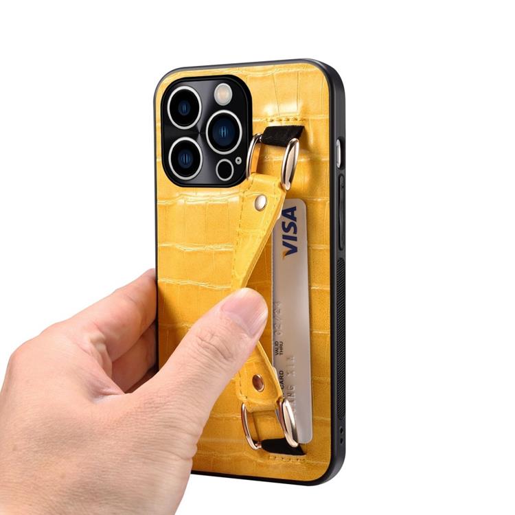 OEM iPhone 14 Pro Skal Korthållare Crocodile - Gul