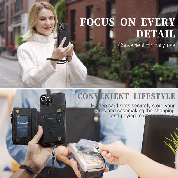 Caseme CASEME iPhone 14 Plus Plånboksfodral C20 Zipper Kickstand - Svart