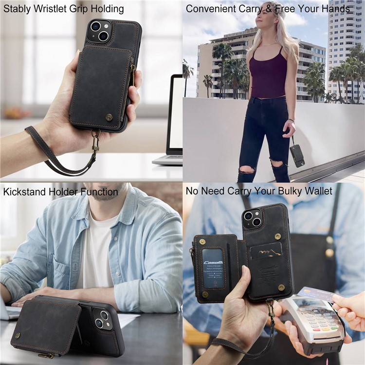 Caseme CASEME iPhone 14 Plus Plånboksfodral C20 Zipper Kickstand - Svart