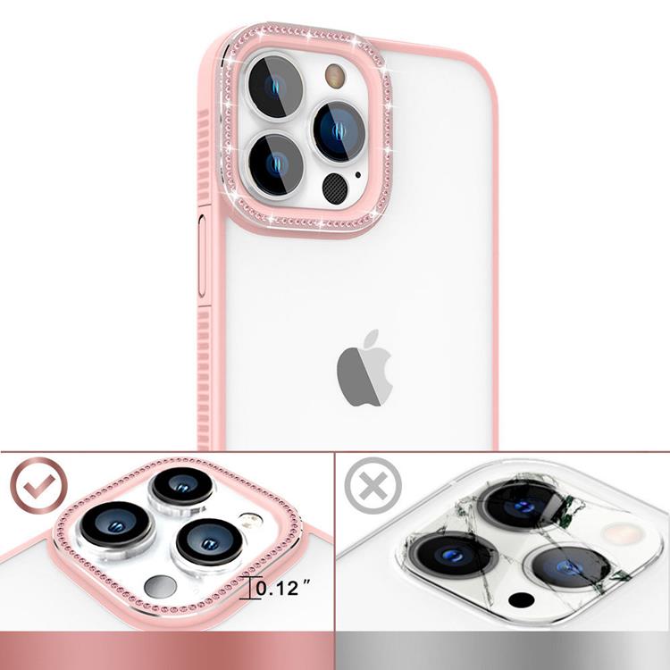 Kingxbar Kingxbar iPhone 13 Pro Skal Sparkles med Crystals - Rosa