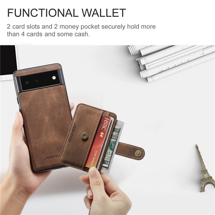 JEEHOOD JEEHOOD Google Pixel 7 Skal Korthållare RFID - Brun