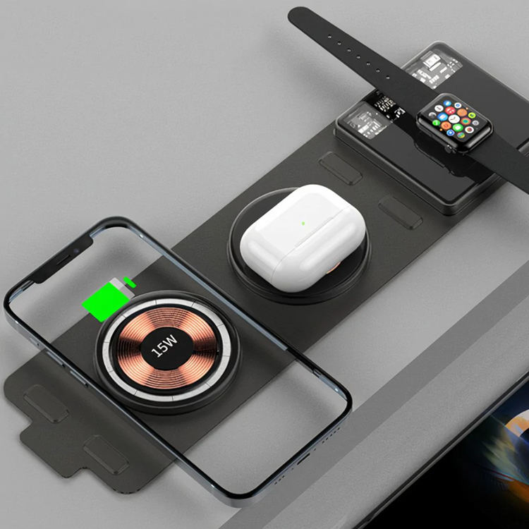 A-One Brand 3-in-1 Apple Magsafe Trådlös Reseladdare - Svart