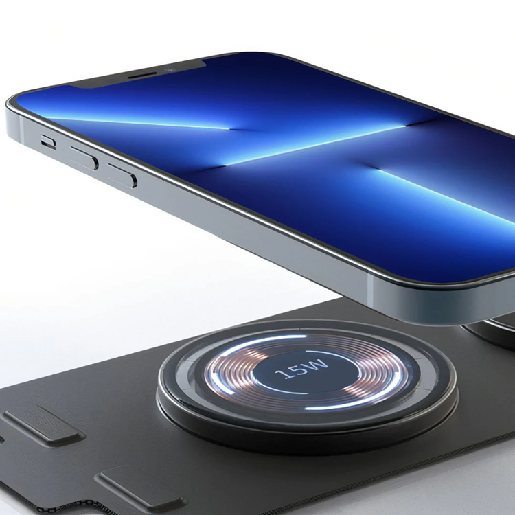 A-One Brand 3-in-1 Apple Magsafe Trådlös Reseladdare - Svart