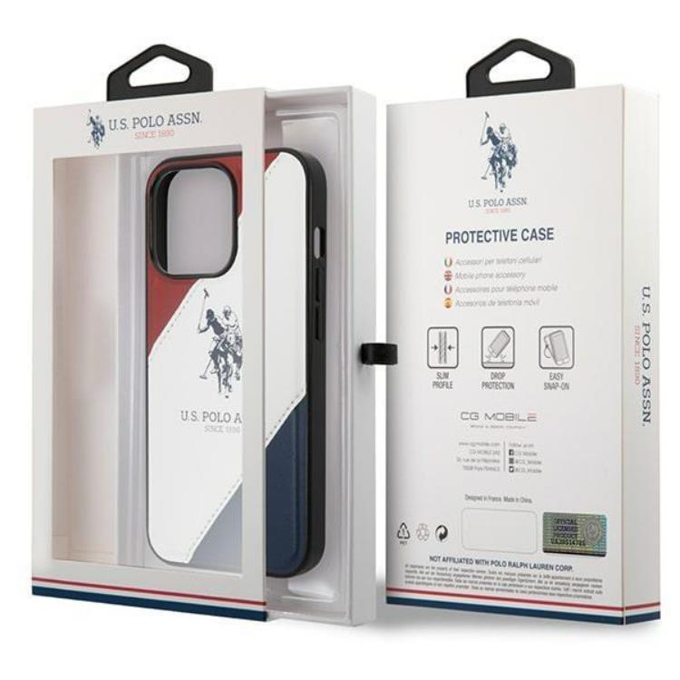 US Polo US Polo iPhone 14 Pro Skal Tricolor Embossed - Vit