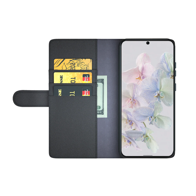 UTGATT Google Pixel 7 Plånboksfodral Äkta Läder - Svart