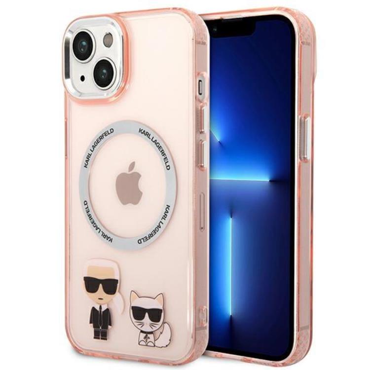 KARL LAGERFELD Karl Lagerfeld iPhone 14 Plus Skal Magsafe Karl & Choupette Aluminum - Rosa
