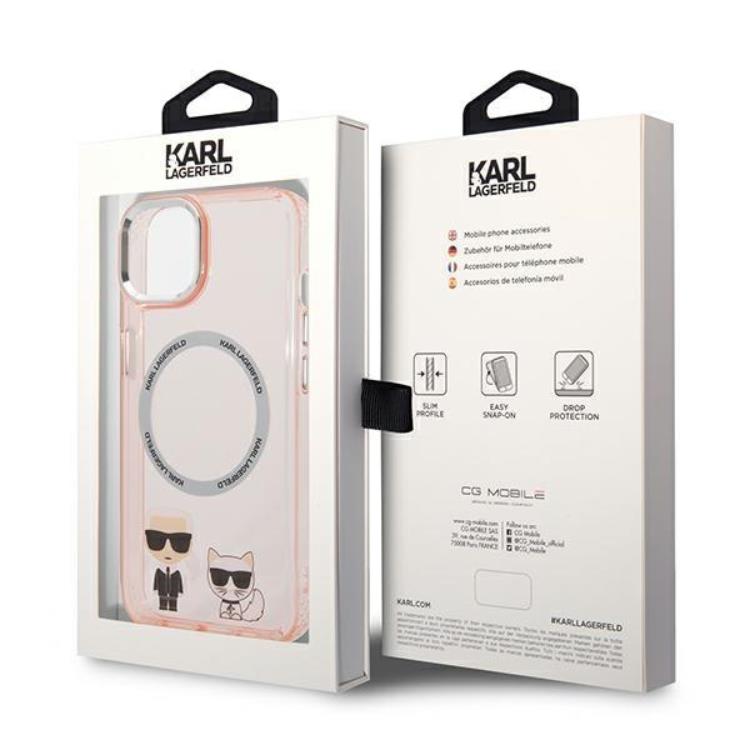KARL LAGERFELD Karl Lagerfeld iPhone 14 Plus Skal Magsafe Karl & Choupette Aluminum - Rosa