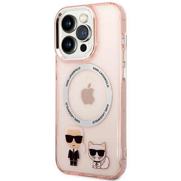 KARL LAGERFELD Karl Lagerfeld iPhone 14 Pro Skal Magsafe Karl & Choupette Aluminum - Rosa