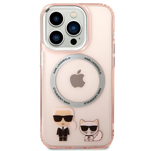 KARL LAGERFELD Karl Lagerfeld iPhone 14 Pro Skal Magsafe Karl & Choupette Aluminum - Rosa