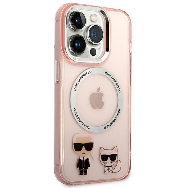 KARL LAGERFELD Karl Lagerfeld iPhone 14 Pro Skal Magsafe Karl & Choupette Aluminum - Rosa