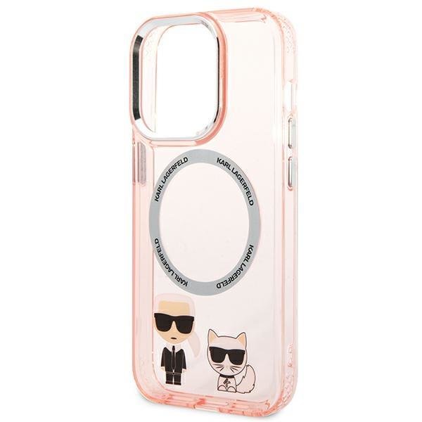 KARL LAGERFELD Karl Lagerfeld iPhone 14 Pro Skal Magsafe Karl & Choupette Aluminum - Rosa
