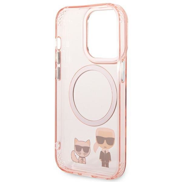 KARL LAGERFELD Karl Lagerfeld iPhone 14 Pro Skal Magsafe Karl & Choupette Aluminum - Rosa